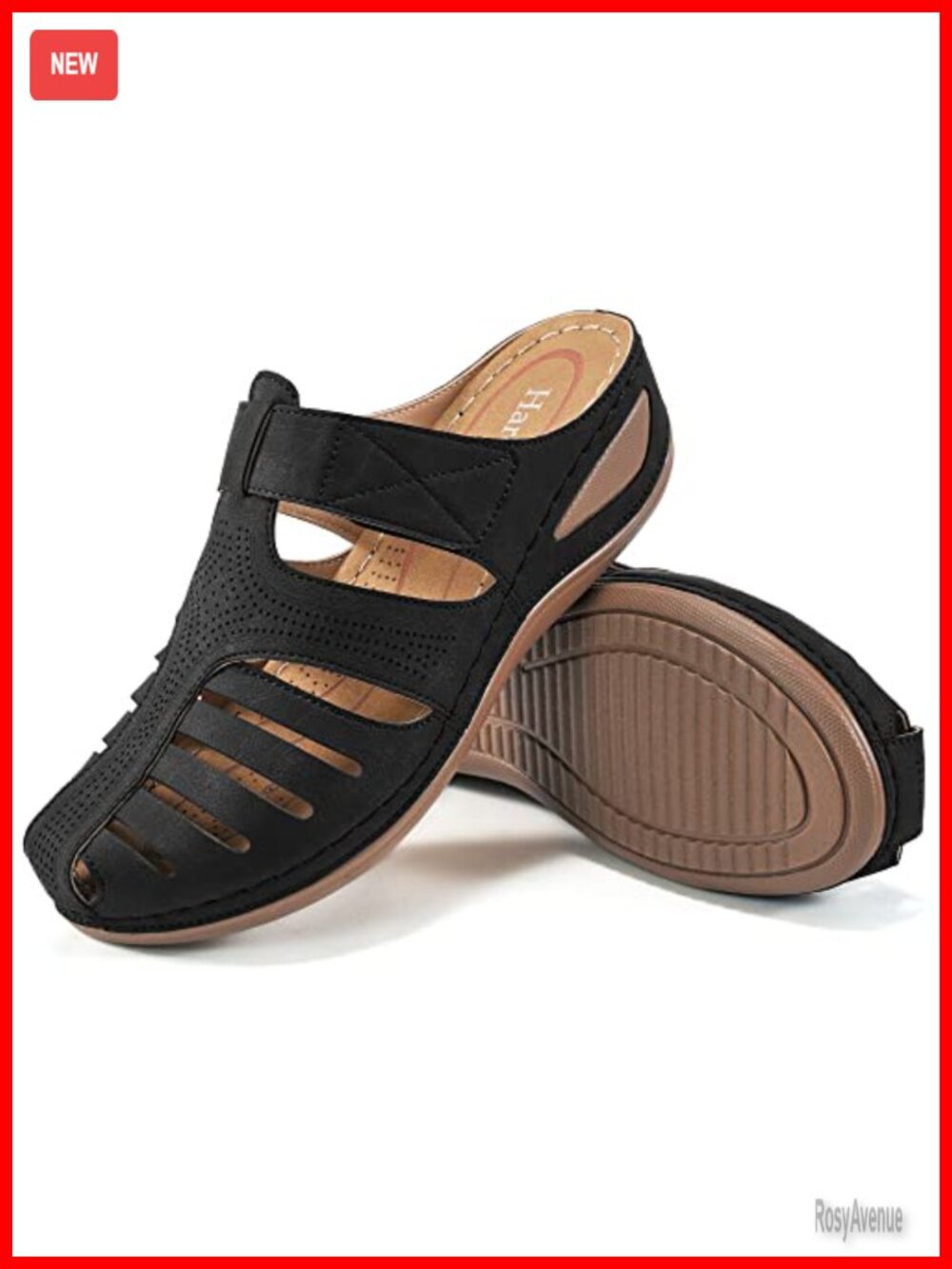 Faux Leather Clogs for Women Adjustable Mules Memory Foam Non-Slip Platform